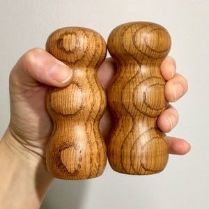 Vintage oak salt and pepper set EUC